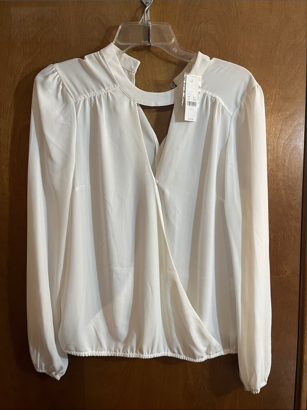 NY&C White Long-Sleeve Surplice Blouse with Shirred Shoulders - Bundle